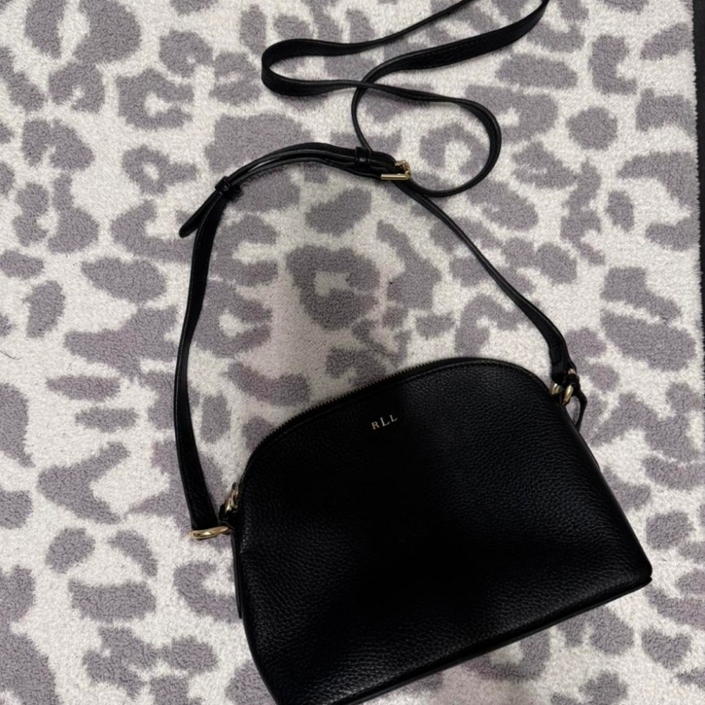 Ralph Lauren Black Pebbled Leather Crossbody Bag